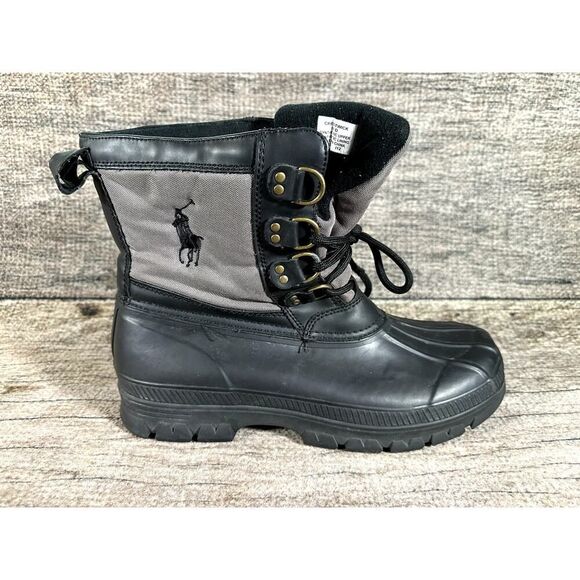 Polo Ralph Lauren Crestwick Duck Boot Black Mens 12 D Rain Snow Hunting - Picture 3 of 12